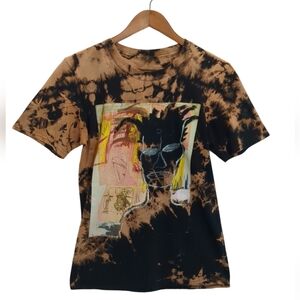 Jean Michael Basquiat Unisex Black Tie Dye Large Face S/S T-Shirt Size S